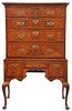 Queen Anne Figured Walnut Shell Carved High Chest