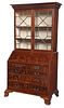 Chippendale Highly Figured Mahogany Desk and Bookcase