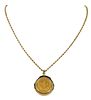 Gold Necklace with Coin Pendant 