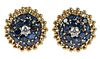 Gold Sapphire and Diamond Earrings 