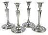 Set of Four George III English Silver Candlesticks 
