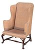 New England Queen Anne Walnut and Maple Easy Chair