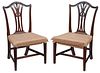 Rare Pair Historic Virginia Carved Mahogany Side Chairs