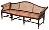 Chinese Export Carved and Caned Sofa or Settee