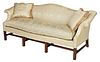 Chippendale Style Silk Damask Upholstered Sofa