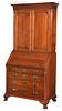 New England Chippendale Carved Cherry Desk and Bookcase