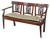 Neoclassical Carved Walnut Rush Seat Settee