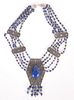 An Egyptian Silver and Lapis Lazuli Necklace