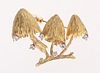 An 18K Gold Diamond Mushroom Brooch