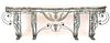 A Large Wrought Iron & Marble Foyer Table