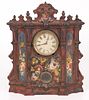 A Victorian Paint Decorated Cast Iron Mantel Clock