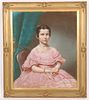 A 19th Century American School, Portrait Of A Girl