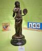 BRONZE WOMAN WITH TAMBOURINE SGND W. FRANCE 14"