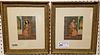 PAIR OF FRAMED INDO MINIATURE PAINTINGS. 6" X 4 3/4"