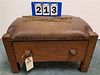 WOODCRAFT GUILD MISSION OAK 1 DRAWER LEATHER TOP FOOTSTOOL 12"H 20"W X13"D