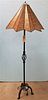 WROUGHT FLOOR LAMP W/VINTAGE LEADED MICA SHADE 11-1/2" H X 21-1/2"DIA