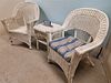 PR WICKER ARMCHAIRS + WHICKER SIDE TABLES