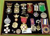 LOT 13 VINTAGE MASONIC MEDALS + 1914 COIN