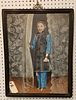 FRAMED CHINESE PTG. ON BOARD OF A WOMAN SGND 23" X 17 1/4"