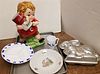 TRAY CAMPBELLS SOUP COOKIE JAR CHILDS PLATE & CUP, RABBIT MOLD ETC.