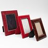 Group of Three Leather Picture Frames