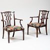 Pair of George III Mahogany Armchairs, in the Chinese Chippendale Neo-Gothic Taste