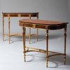 Fine Pair of George III Painted and Parcel-Gilt Rosewood and Satinwood Console Tables, Attributed to Thomas Sheraton