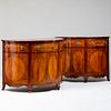 Pair of George III Inlaid Mahogany Demi-Lune Side Cabinets
