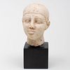 Egyptian Carved White Marble Head of a Man