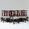 Set of Twelve George III Style Carved Mahogany Dining Chairs