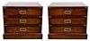 English Mahogany Campaign Chest of Drawers, Pair 