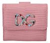 PINK LEATHER CRYSTALS FRENCH FLAP BIFOLD WALLET