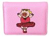 PINK YEAR OF THE PIG BIFOLD CARD HOLDER LEATHER WALLET