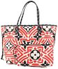 LOUIS VUITTON RED MONOGRAM CRAFTY NEVERFULL MM TOTE WITH POUCH