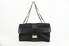 CHANEL BLACK QUILTED SUEDE JUMBO REISSUE FLAG FLAP