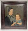 Folk Art Portrait of Mother and Child