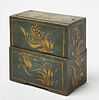 Unusual Two Tiered Painted Slide Top Box