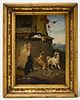 Genre Painting of Dogs, Cat and Bird