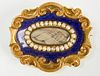 Mourning Brooch with Blue Enamel and Pearls