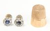 Thimble and Pair of Earrings