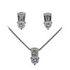 Platinum Diamond Earrings Pendant Necklace Set
