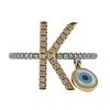 18k Gold Diamond Evil Eye K initial Ring