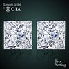 4.02 carat diamond pair Princess cut Diamond GIA Graded 1) 2.01 ct, Color G, VVS2 2) 2.01 ct, Color G, VS1. Appraised Value: $144,600 