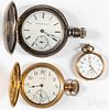 Elgin coin silver pocketwatch and two watches