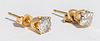 Pair of 14K gold diamond stud earrings