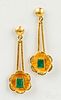 Pair of 18K gold and emerald earrings