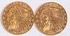 Two 1929 Indian Head gold coins