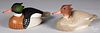 William H. Cranmer pair of merganser duck decoys