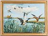 Large oil on canvas with mallard ducks