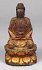 Chinese carved, painted, and gilt Buddha